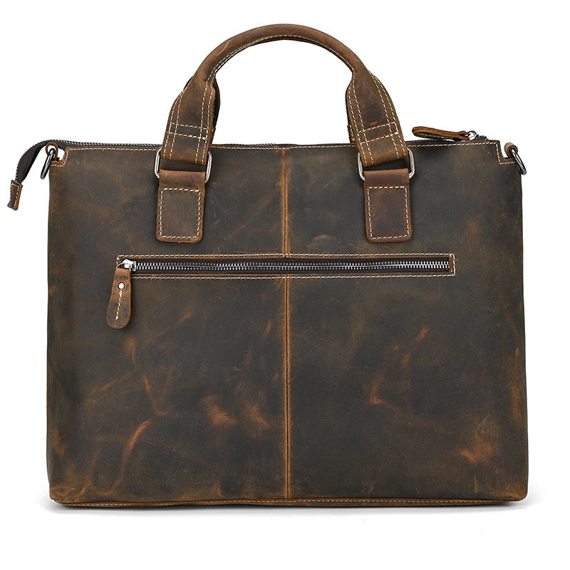 Men's Crazy Horse Leather Business Multifunctional Computer Men's Shoulder Bags