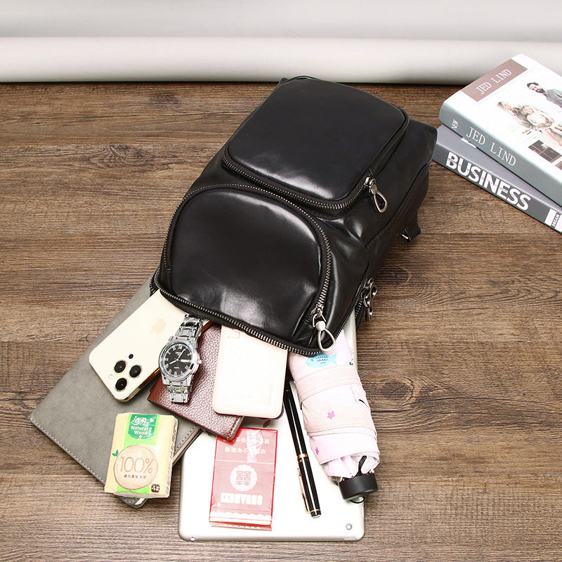 Men's Leather Large Capacity Fashion Trend Compartment Men's Chest Bags
