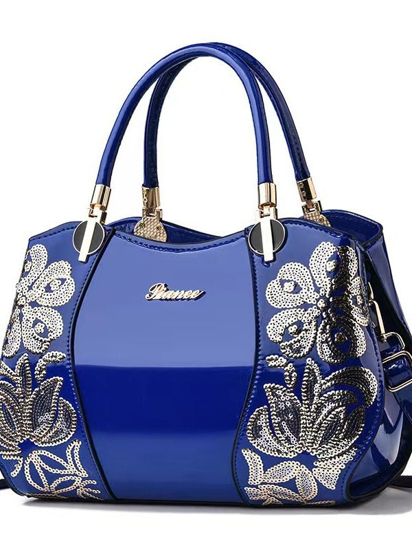 Women's Elegant Genuine Leather Mother Patent Bucket Bags