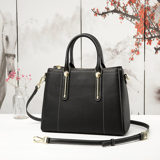 Women's Elegant Mother First Layer Cowhide Genuine Handbags