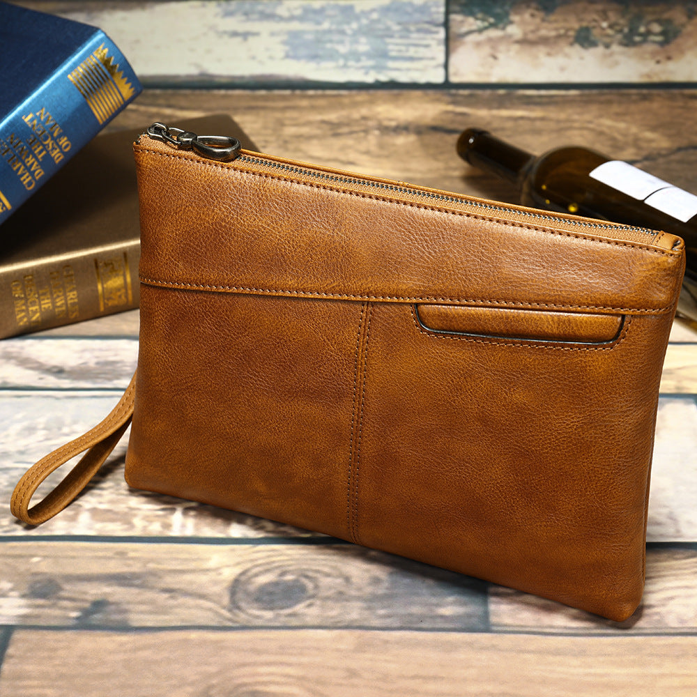 Men's Genuine Leather Clutch Vegetable Tanning Envelope Men's Handbags