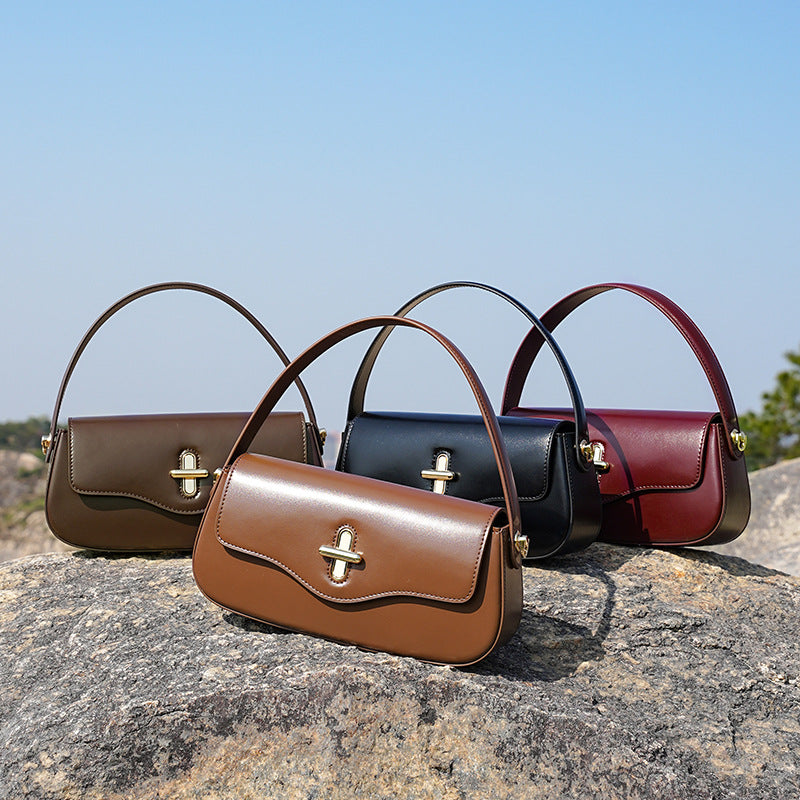 Women's Monthly Baguette Genuine Leather High-grade Underarm Bags
