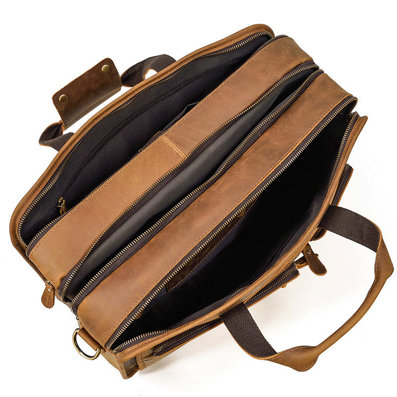 Men's Capacity Genuine Leather Retro Crazy Horse Men's Briefcases