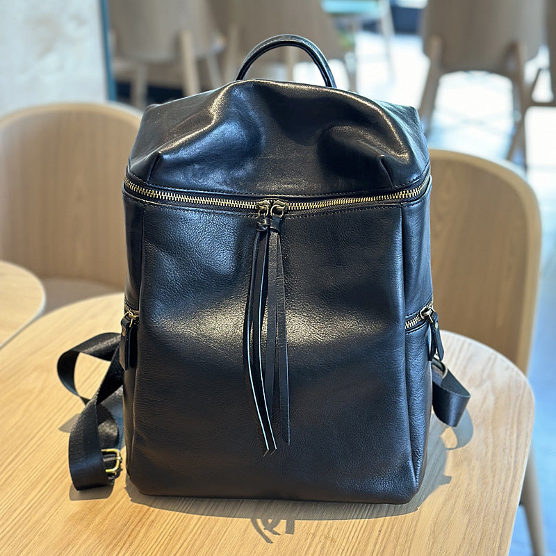 Women's Vintage Leather Simple First Layer Cowhide Backpacks