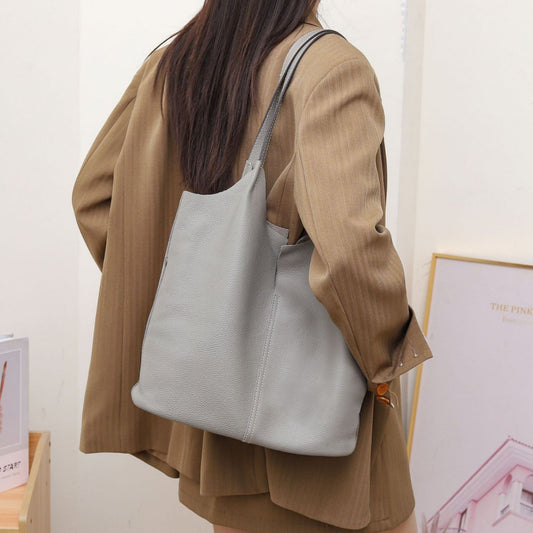 Big Litchi Pattern First Layer Cowhide Shoulder Bags