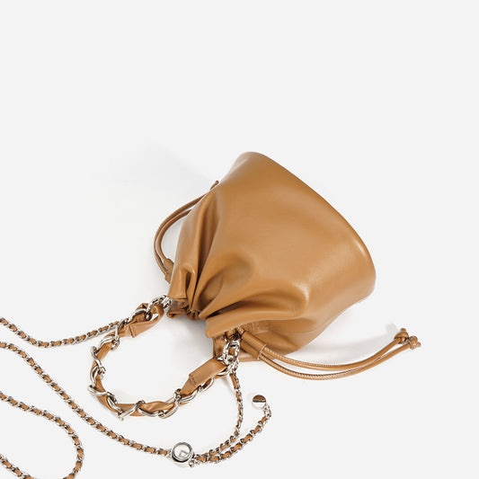 Women's Textured Leather Drawstring Cross Body High-grade Versatile Crossbody Bags
