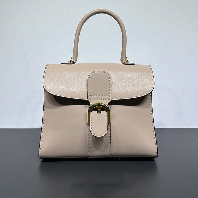 Women's Belgium Color Matching Cowhide Vachette Clasp Handbags