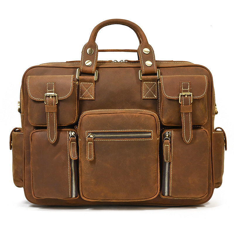Men's Crazy Horse Leather Retro Top Layer Men's Briefcases