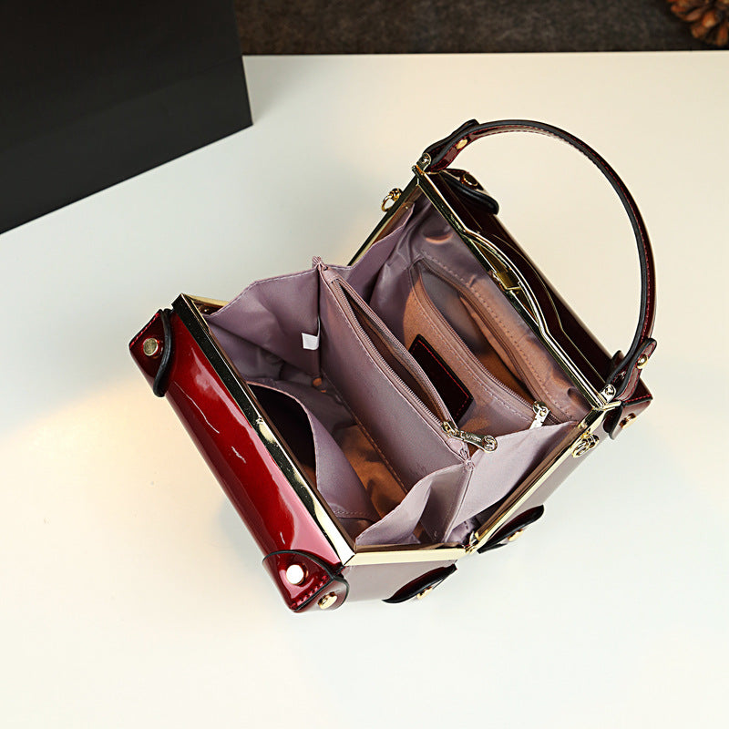 Women's Niche Design Box Patent Leather Trendy Crossbody Bags