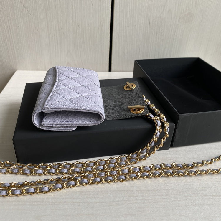 Women's Modified Chain Rhombic Caviar Ball Pattern Card Holder