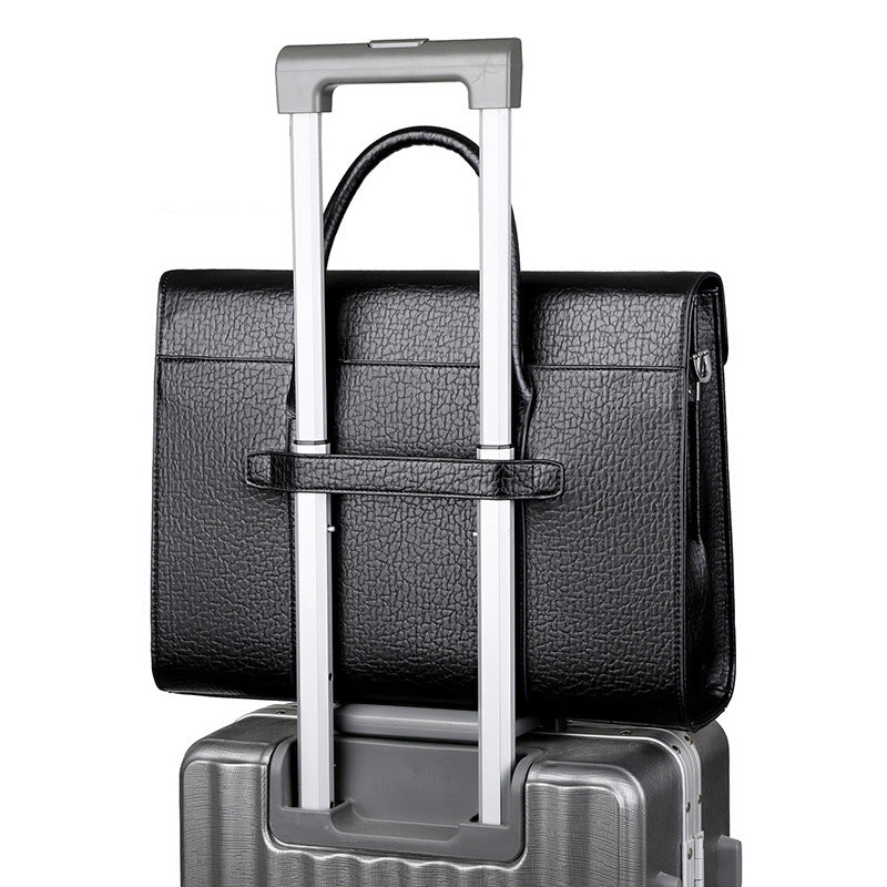 Men's Leather Large Capacity Horizontal Boutique Official Men's Briefcases