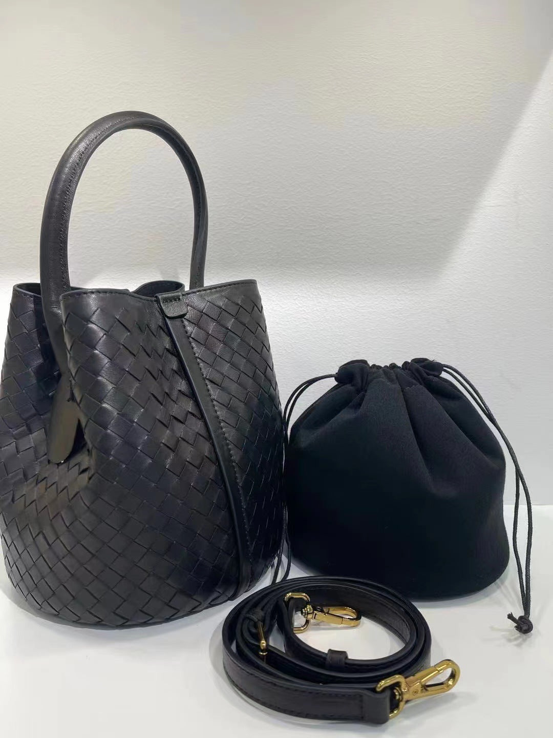 Women's Sheepskin Woven Large Capacity Vegetable Basket Bucket Bags