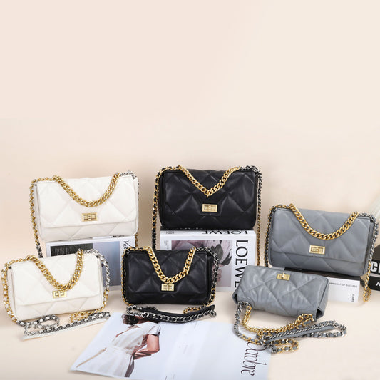 Fashion Flap Soft Sheepskin Rhombus Chain Shoulder Bags