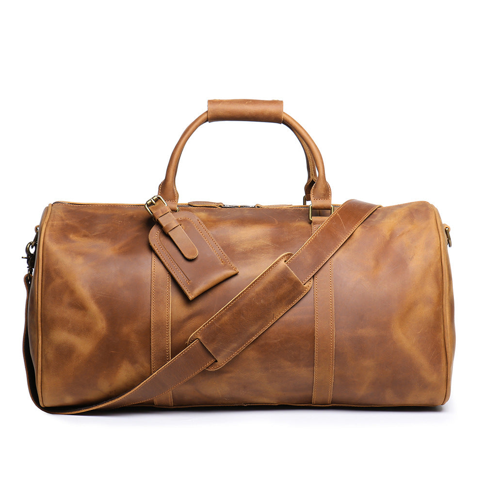 Men's Crazy Horse Leather Large Capacity Portable Travel Bags