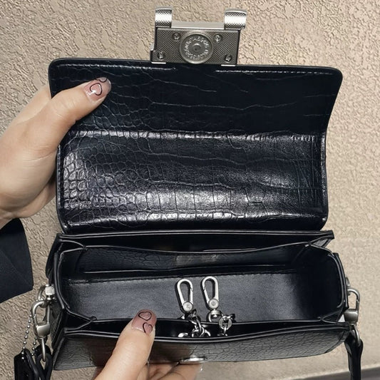 Women's Kelly Genuine Leather Stone Pattern Chain Crossbody Bags