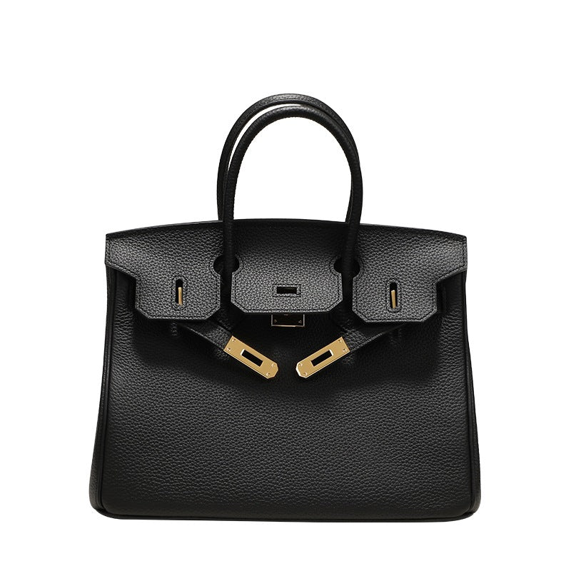 Women's Layer Litchi Pattern Cattlehide Leather Fashion Leisure Commute Handbags