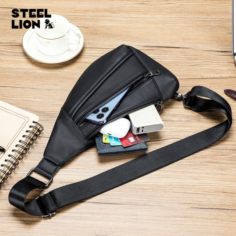 Men's Cool Genuine Leather Fashion Creative Men's Chest Bags