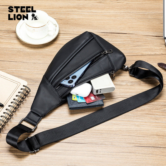 Men's Cool Genuine Leather Fashion Creative Men's Chest Bags