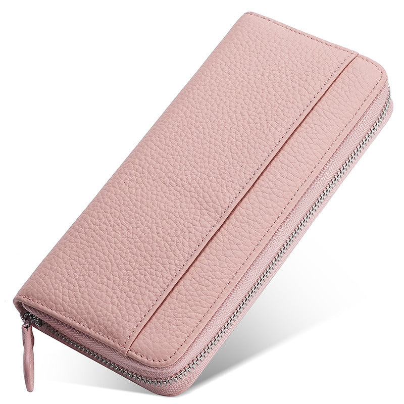Leather Long Swiping Storage Top Layer Card Holder