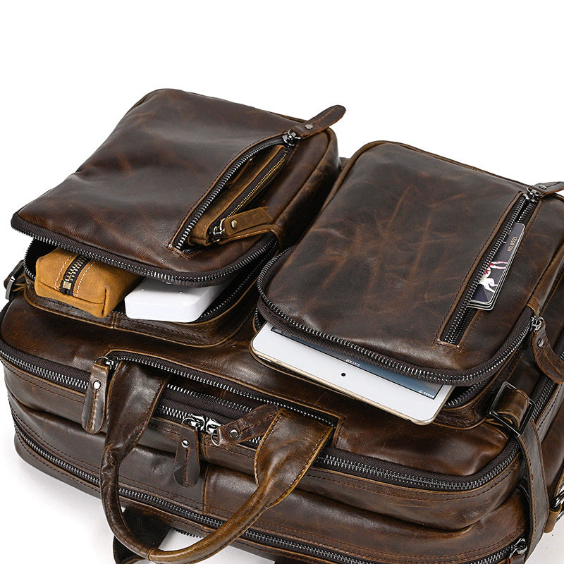Men's Oily Leather Business First Layer Cowhide Men's Briefcases