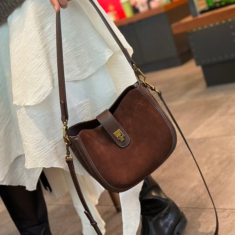 Women's Leather Retro Fashion Frosted Cowhide High Crossbody Bags