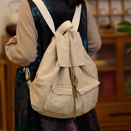 Linen Large Capacity Korean Style Simple Backpacks