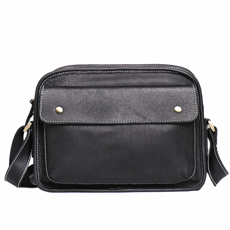 Men's Cowhide Simple Crazy Horse Leather Small Square Bags