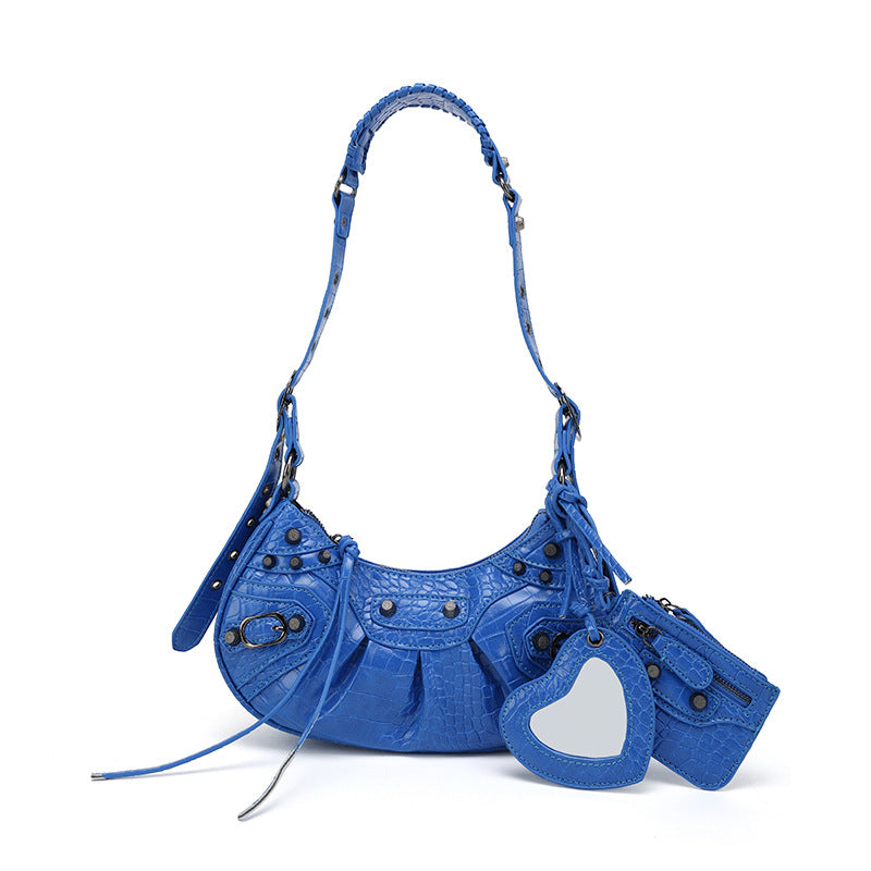 Motorcycle Three-in-one Crocodile Rivet Underarm Selenodont Shoulder Bags