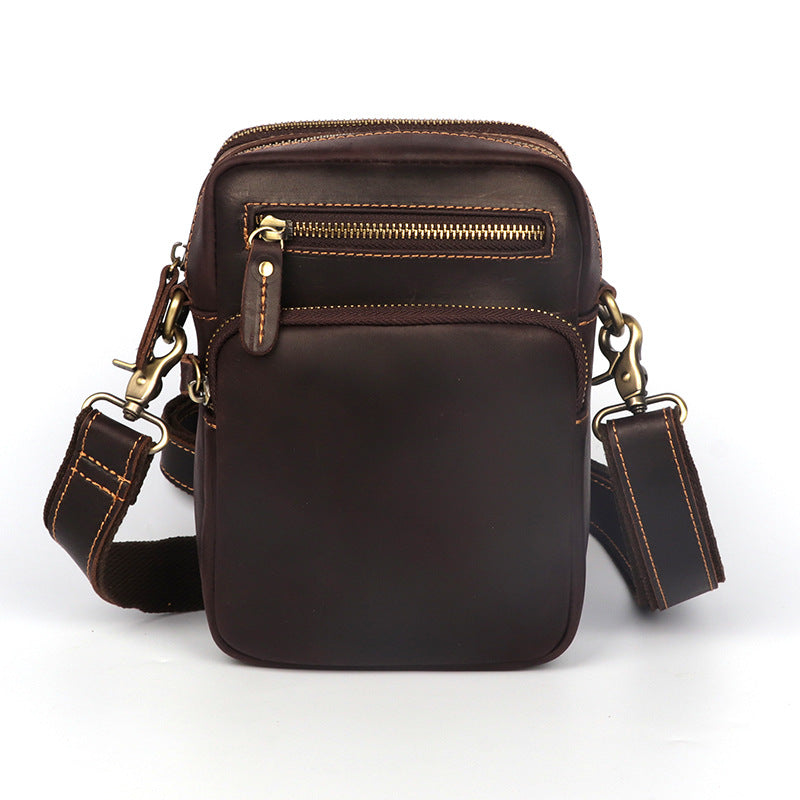 Men's Vertical First Layer Cowhide Vintage Men's Shoulder Bags