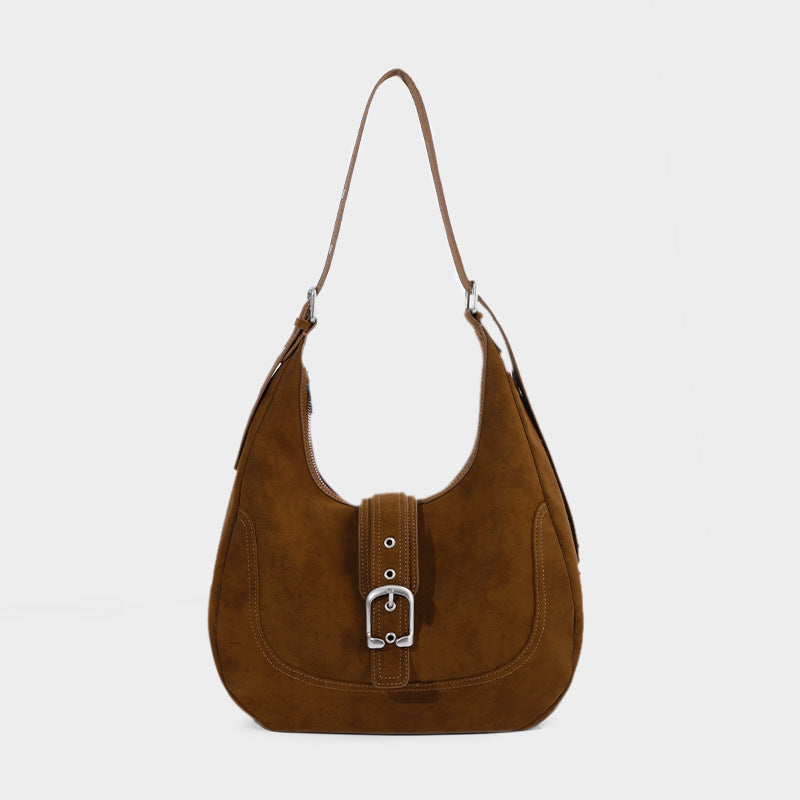 Style Vintage Suede Saddle Croissant High-grade Shoulder Bags