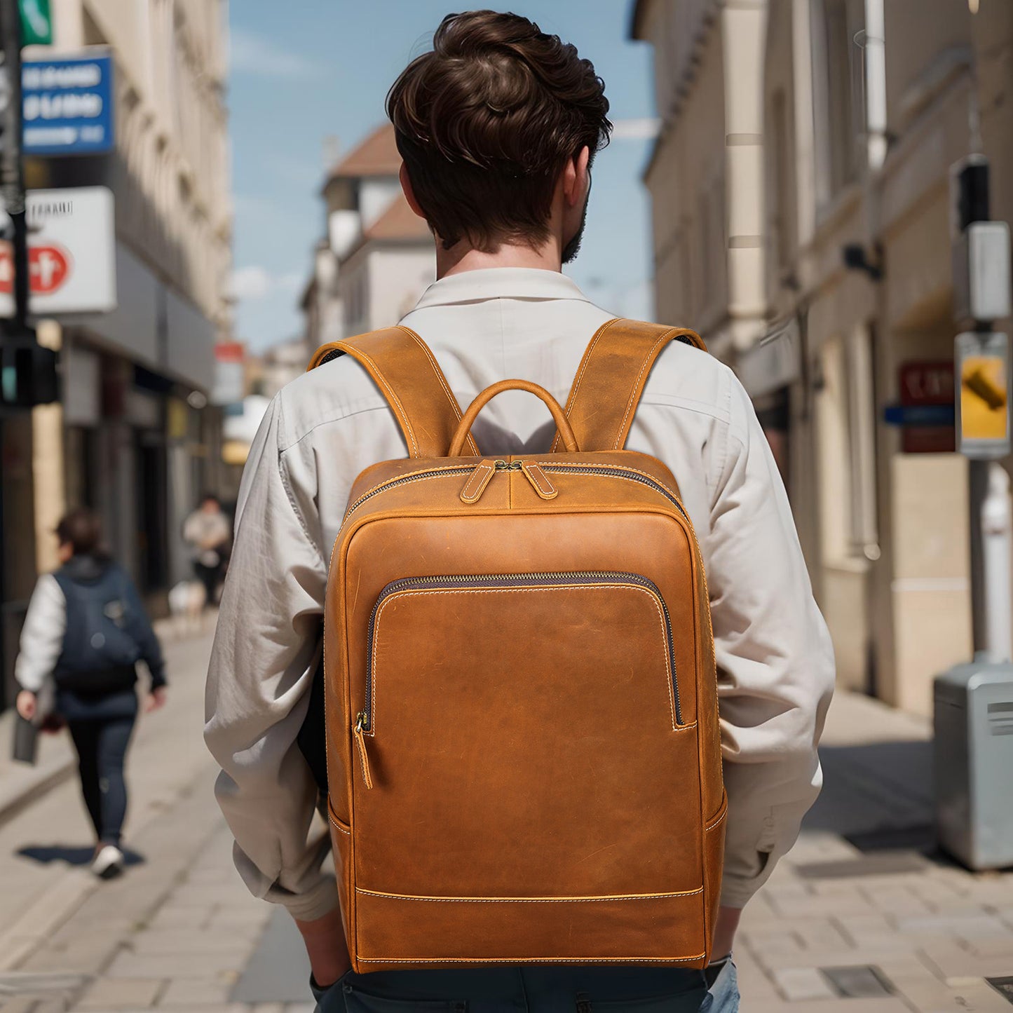 Men's Horse Leather First Layer Cowhide Retro Backpacks