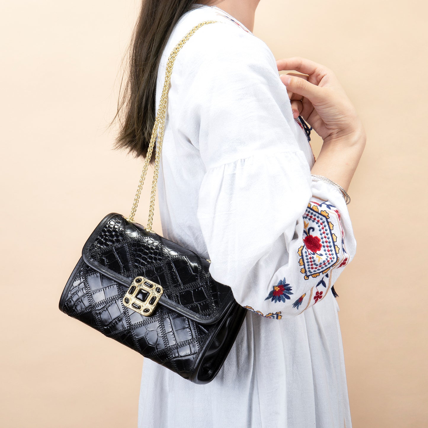 Women's Genuine Leather Underarm Chain High-grade First Shoulder Bags