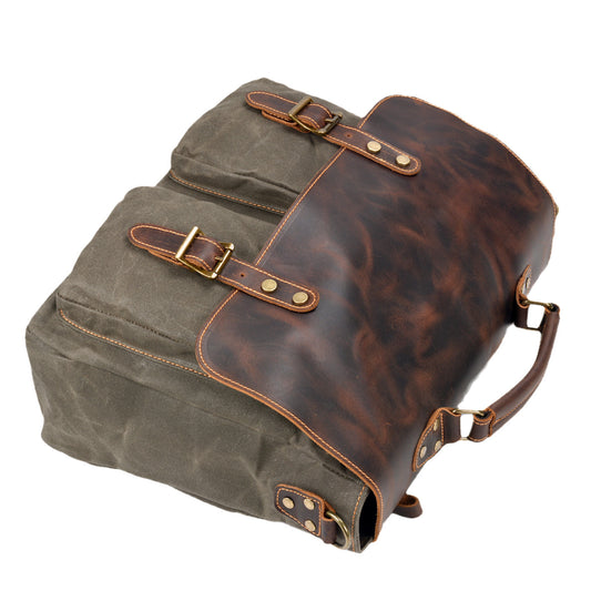 Men's Canvas Stitching Leather Retro Inch Business Men's Briefcases