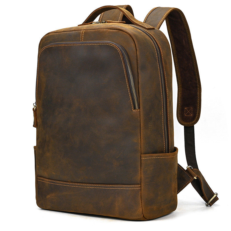 Elegant Men's Fashion Leather Cowhide Commuter Backpacks