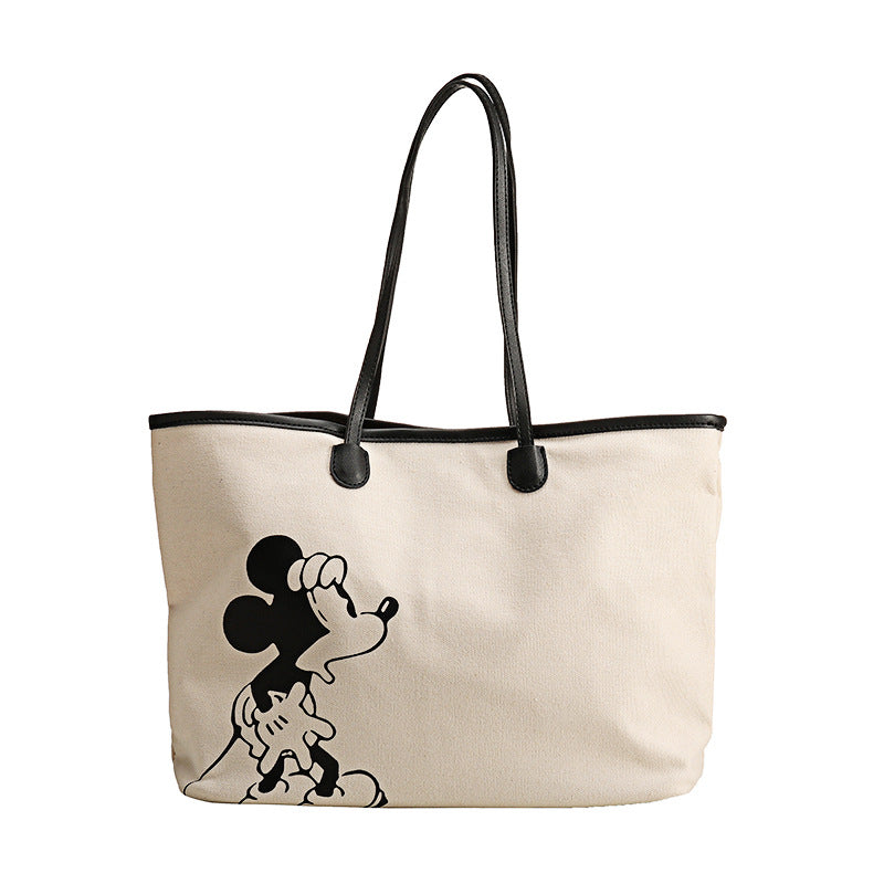 Women's Graceful Disney Mickey Design Canvas Shoulder Bags