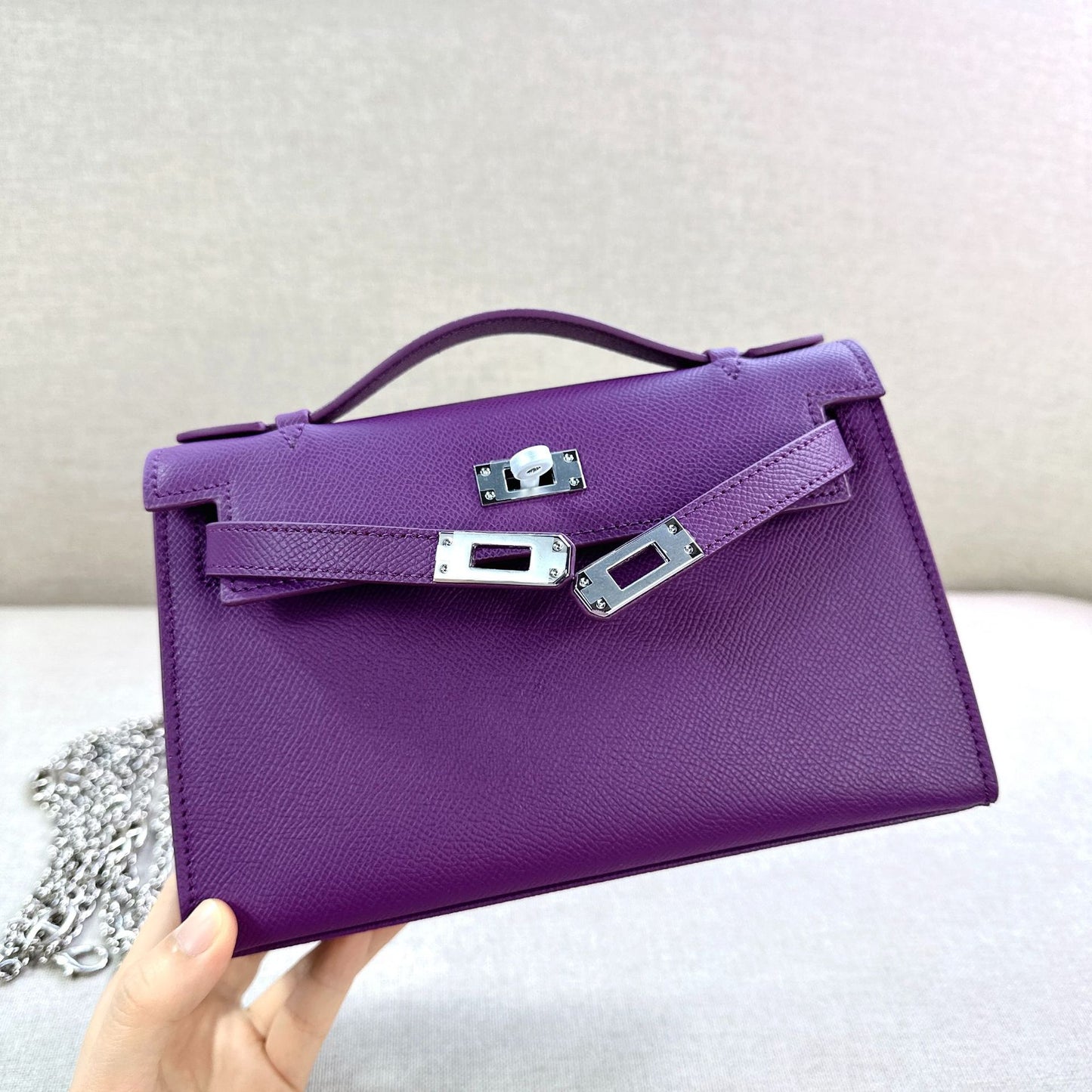 Women's Genuine Leather Sier Hand Palm Print Small Square Bags