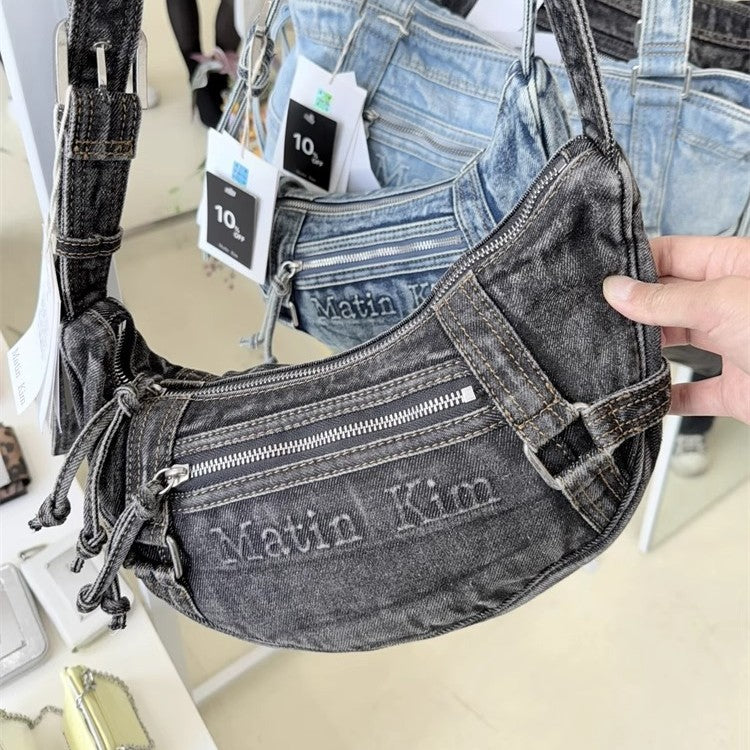 Jean Retro Washed Distressed Korean Style Shoulder Bags