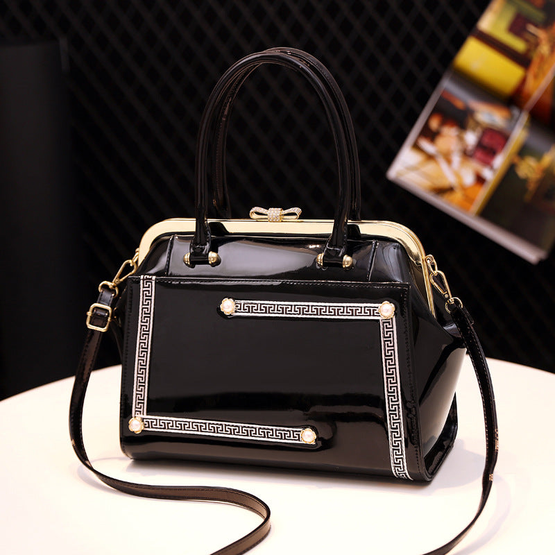 Women's Classic Bright Leather Large Capacity Handbags