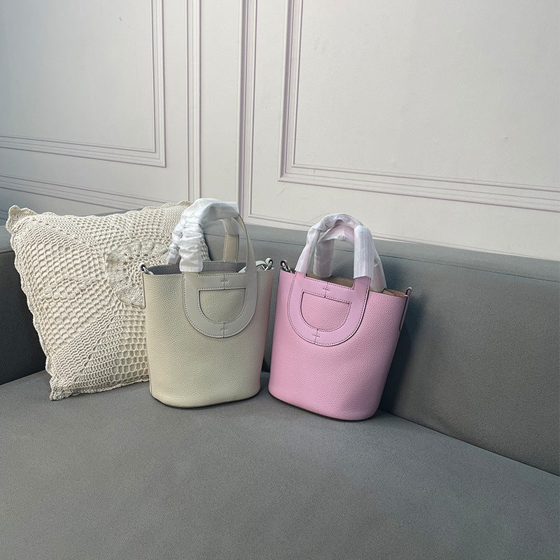 Women's Nose Vegetable Basket First Layer Leather Shoulder Bags