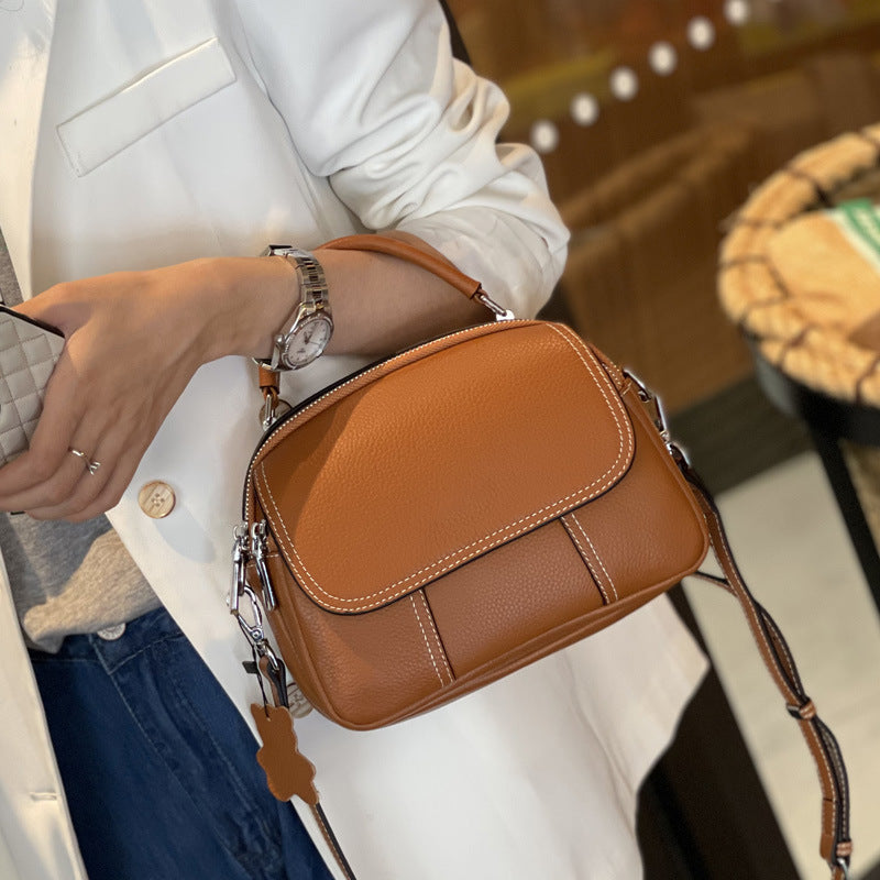 Women's Leather Fashionable Large Capacity First Layer Shoulder Bags