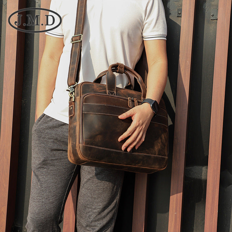 Men's Vintage Leather Top Layer Crazy Horse Men's Handbags