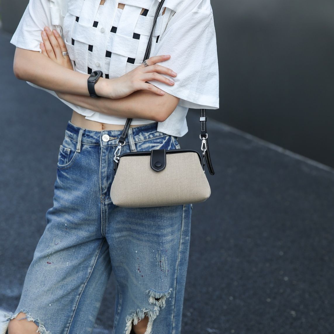 Women's Canvas Summer Wind Genuine Leather Fashion Crossbody Bags