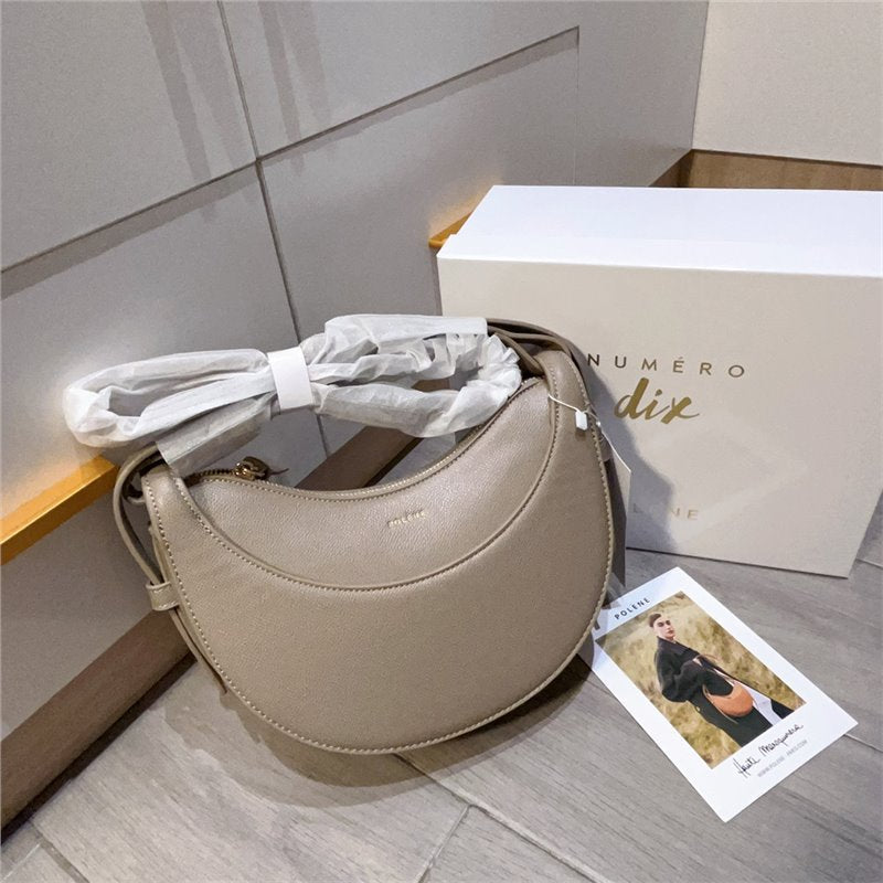 Women's French Design Selenodont Genuine Leather Underarm Shoulder Bags