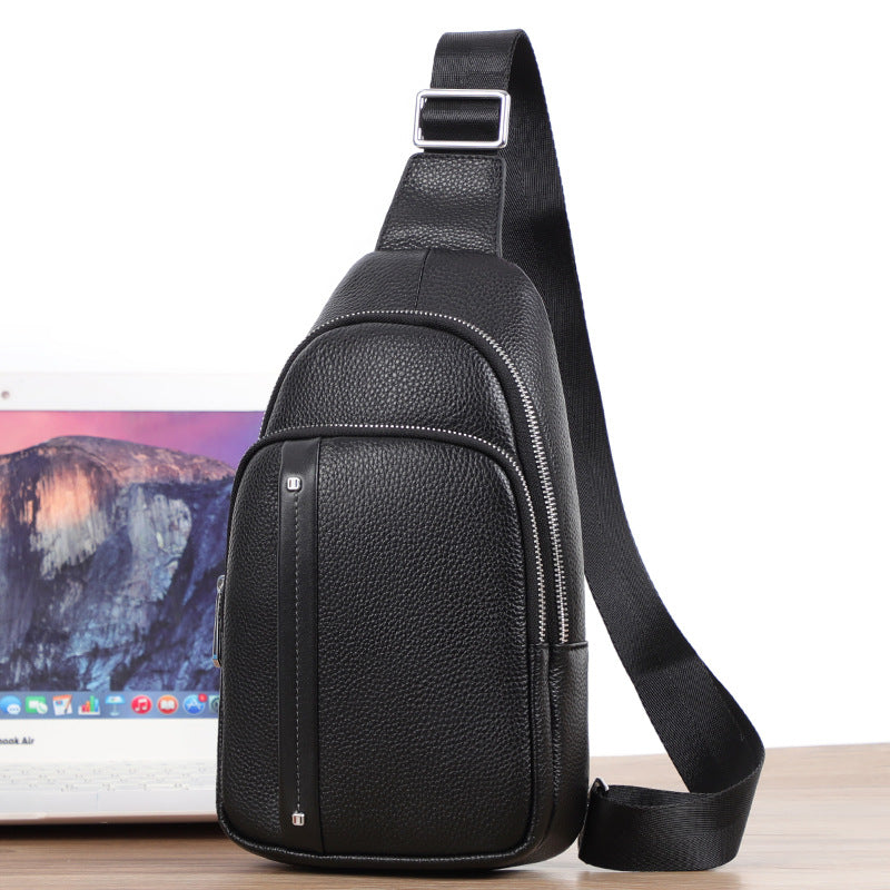 Men's First Layer Cowhide Simple Trendy Men's Chest Bags
