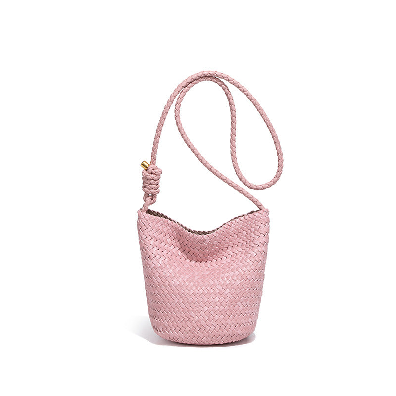 Women's French Style Retro Hand-woven Large Capacity Bucket Bags