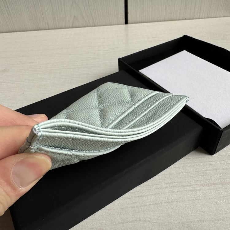Caviar Pattern Cattlehide Lychee Ball Rhombic Card Holder