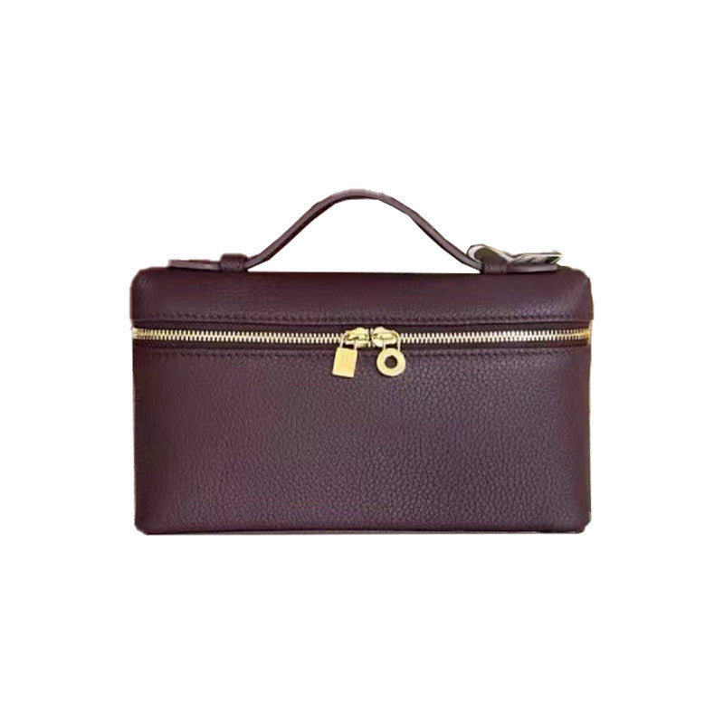 Women's Portable Box Lychee Pattern Simple Lunch Small Square Bags