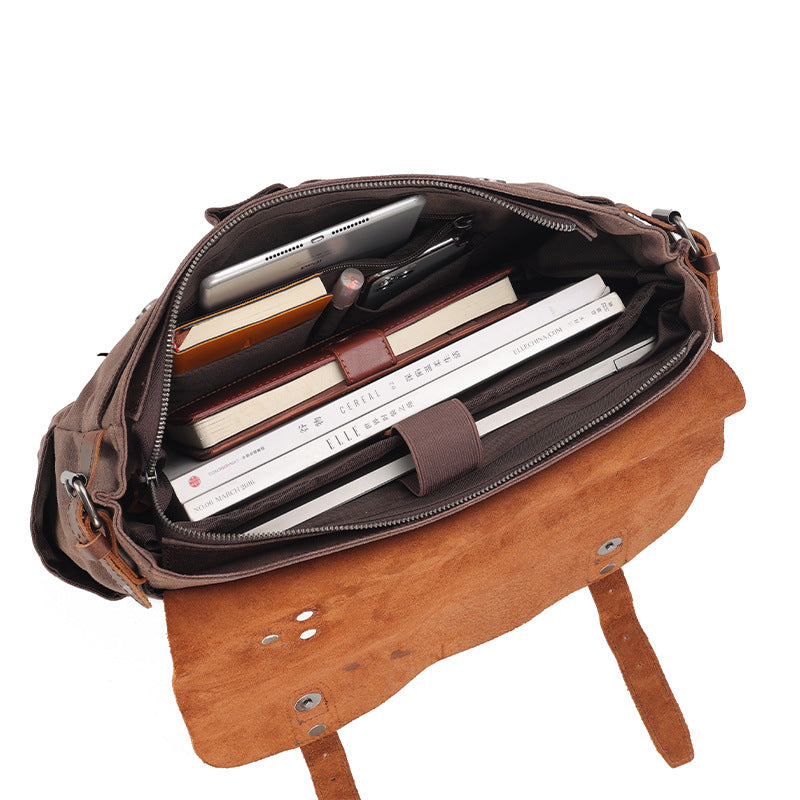 Men's Vintage Oil Wax Canvas With Crazy Men's Shoulder Bags