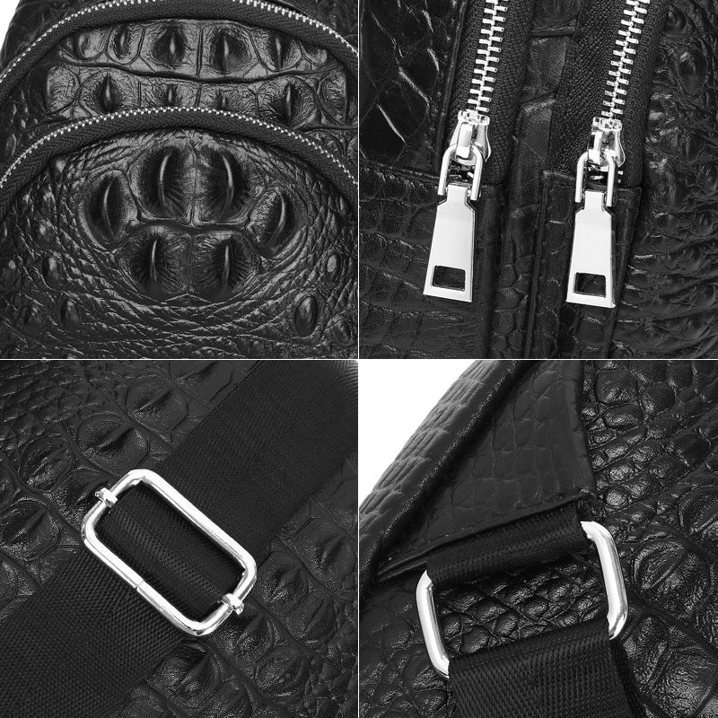 Men's Crocodile Pattern Genuine Leather Top Layer Men's Chest Bags