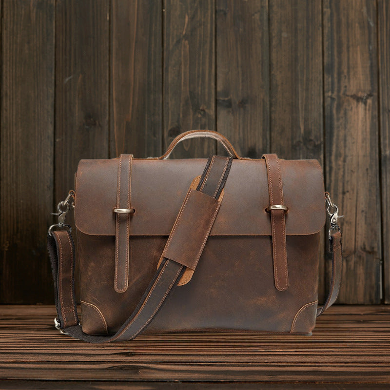Men's Vintage Genuine Leather Computer Crazy Horse Men's Briefcases